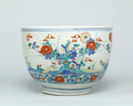 Chinese Qing Dynasty Famille Verte Large Porcelain Jardinière with Hundred Flowers Design